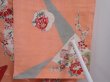 Photo7: 6106T09z700 Antique Japanese Kimono Silk KOMON Flowers Peach (7)