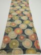 Photo5: 3P01z60  Japanese Kimono Silk  FABRIC Chrysanthemum Navy 41.3x14.4 (5)