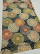 Photo2: 3P02z60  Japanese Kimono Silk  FABRIC Chrysanthemum Navy 40.9x14.4 (2)