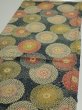 Photo3: 3P02z60  Japanese Kimono Silk  FABRIC Chrysanthemum Navy 40.9x14.4 (3)