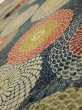 Photo4: 3P02z60  Japanese Kimono Silk  FABRIC Chrysanthemum Navy 40.9x14.4 (4)