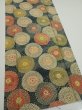 Photo2: 3P06z90  Japanese Kimono Silk  FABRIC Chrysanthemum Navy 66.9x14.4 (2)