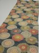Photo3: 3P06z90  Japanese Kimono Silk  FABRIC Chrysanthemum Navy 66.9x14.4 (3)