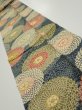 Photo1: 3P09z60  Japanese Kimono Silk  FABRIC Chrysanthemum Navy 79.5x7.1 (1)