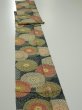 Photo3: 3P09z60  Japanese Kimono Silk  FABRIC Chrysanthemum Navy 79.5x7.1 (3)