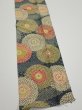 Photo3: 3P10z30  Japanese Kimono Silk  FABRIC Chrysanthemum Navy 37.8x7.1 (3)