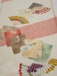 Photo1: 3P01z80  Japanese Kimono Silk  FABRIC Folding fan Off-white 56.7x14.8 (1)