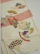 Photo2: 3P01z80  Japanese Kimono Silk  FABRIC Folding fan Off-white 56.7x14.8 (2)
