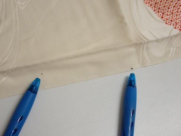 Photo6: 3P01z80  Japanese Kimono Silk  FABRIC Folding fan Off-white 56.7x14.8 (6)