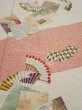 Photo1: 3P05z100  Japanese Kimono Silk  FABRIC Folding fan Off-white 67.7x14.8 (1)
