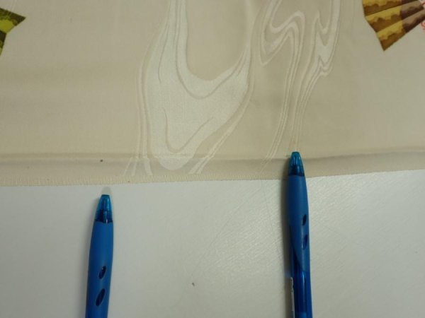 Photo8: 3P05z100  Japanese Kimono Silk  FABRIC Folding fan Off-white 67.7x14.8 (8)