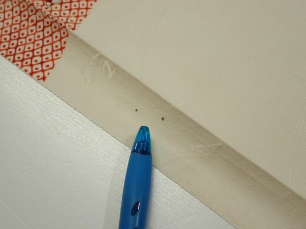 Photo6: 3P07z50  Japanese Kimono Silk  FABRIC Folding fan Off-white 65.4x7.5 (6)