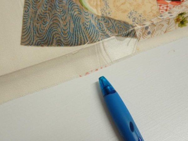 Photo8: 3P07z50  Japanese Kimono Silk  FABRIC Folding fan Off-white 65.4x7.5 (8)