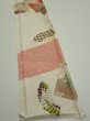 Photo2: 3P08z50  Japanese Kimono Silk  FABRIC Folding fan Off-white 65.4x7.7 (2)
