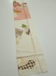 Photo2: 3P09z60  Japanese Kimono Silk  FABRIC Folding fan Off-white 93.7x6.9 (2)