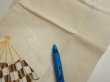 Photo7: 3P09z60  Japanese Kimono Silk  FABRIC Folding fan Off-white 93.7x6.9 (7)