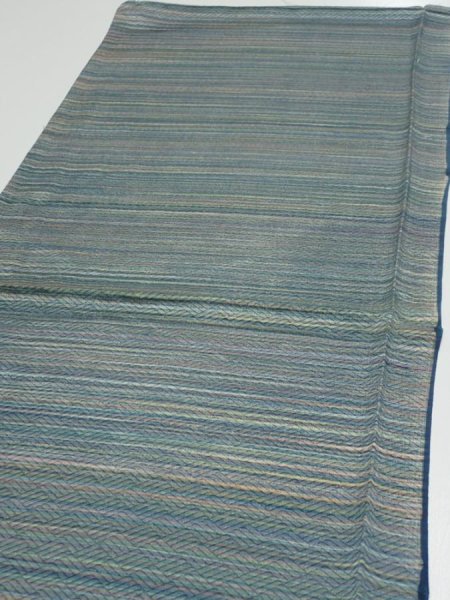 Photo3: 3P01z50  Japanese Kimono Silk  FABRIC  Blue-Gray 37.0x14.6 (3)