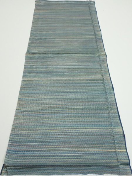 Photo5: 3P01z50  Japanese Kimono Silk  FABRIC  Blue-Gray 37.0x14.6 (5)