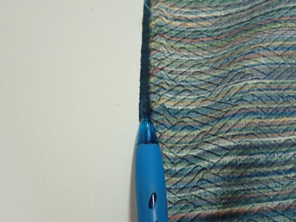 Photo6: 3P01z50  Japanese Kimono Silk  FABRIC  Blue-Gray 37.0x14.6 (6)