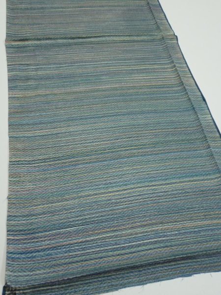 Photo2: 3P02z50  Japanese Kimono Silk  FABRIC  Blue-Gray 37.0x14.6 (2)