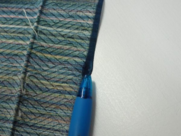 Photo6: 3P02z50  Japanese Kimono Silk  FABRIC  Blue-Gray 37.0x14.6 (6)