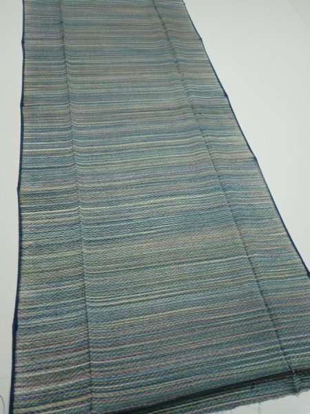 Photo2: 3P04z80  Japanese Kimono Silk  FABRIC  Blue-Gray 65.4x14.4 (2)
