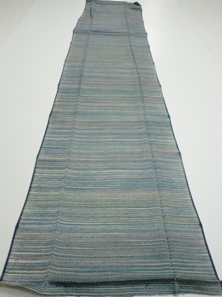 Photo5: 3P06z80  Japanese Kimono Silk  FABRIC  Blue-Gray 65.0x14.4 (5)