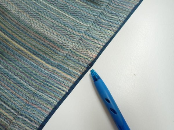 Photo7: 3P07z40  Japanese Kimono Silk  FABRIC  Blue-Gray 56.3x7.3 (7)