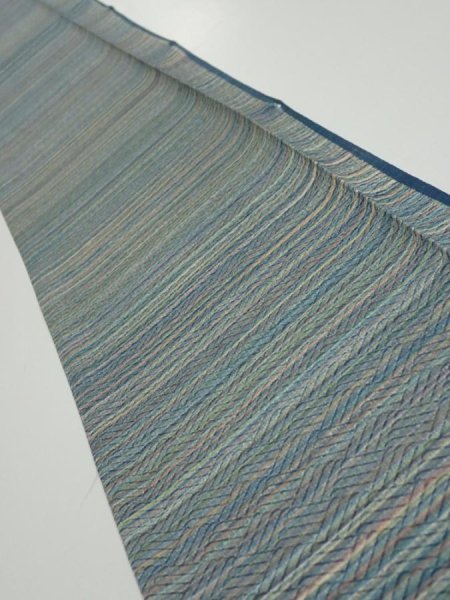 Photo1: 3P08z40  Japanese Kimono Silk  FABRIC  Blue-Gray 56.3x7.3 (1)