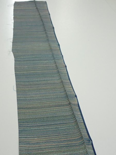 Photo2: 3P08z40  Japanese Kimono Silk  FABRIC  Blue-Gray 56.3x7.3 (2)