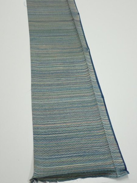 Photo3: 3P08z40  Japanese Kimono Silk  FABRIC  Blue-Gray 56.3x7.3 (3)