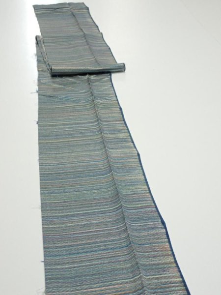Photo3: 3P09z50  Japanese Kimono Silk  FABRIC  Blue-Gray 78.7x7.1 (3)