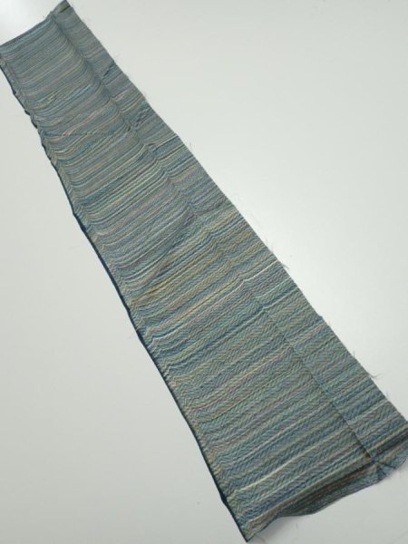 Photo1: 3P10z20  Japanese Kimono Silk  FABRIC  Blue-Gray 35.8x7.1 (1)