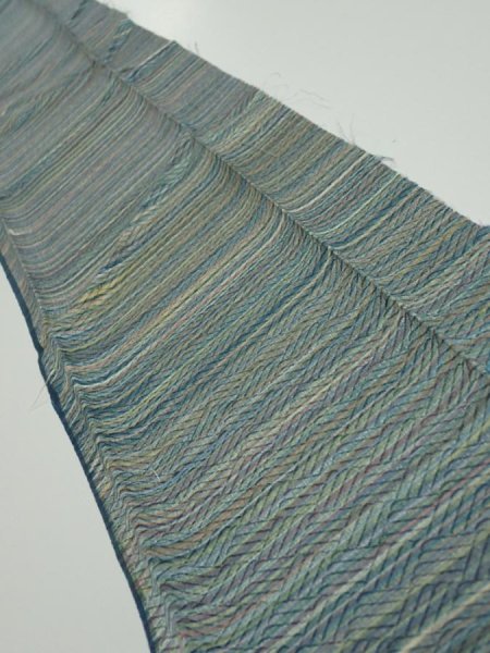 Photo2: 3P10z20  Japanese Kimono Silk  FABRIC  Blue-Gray 35.8x7.1 (2)