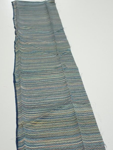 Photo4: 3P10z20  Japanese Kimono Silk  FABRIC  Blue-Gray 35.8x7.1 (4)