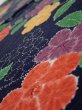 Photo4: 3P01z60  Japanese Kimono Silk  FABRIC Flower Navy 41.7x13.6 (4)
