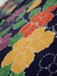 Photo4: 3P02z60  Japanese Kimono Silk  FABRIC Flower Navy 40.9x13.6 (4)