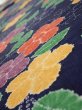 Photo4: 3P06z90  Japanese Kimono Silk  FABRIC Flower Navy 65.4x13.8 (4)