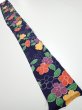Photo5: 3P08z40  Japanese Kimono Silk  FABRIC Flower Navy 59.8x6.9 (5)