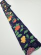Photo4: 3P09z60  Japanese Kimono Silk  FABRIC Flower Navy 82.3x6.7 (4)