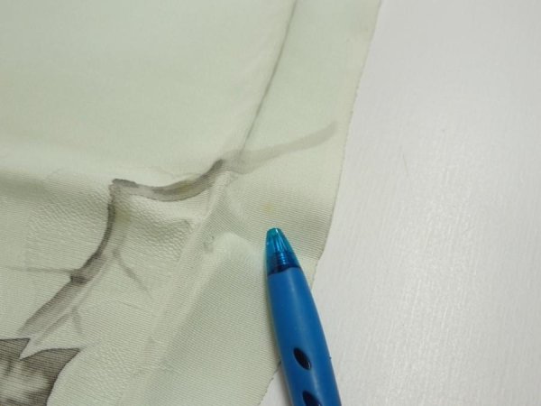 Photo6: 3P01z60  Japanese Kimono Silk  FABRIC Rose Mint white 41.7x14.4 (6)