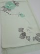 Photo2: 3P02z50  Japanese Kimono Silk  FABRIC Rose Mint white 42.1x14.4 (2)