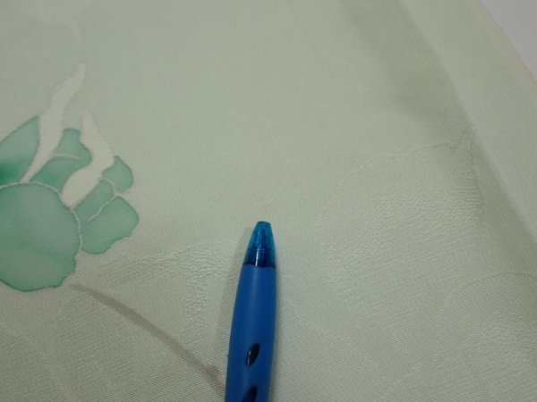 Photo7: 3P02z50  Japanese Kimono Silk  FABRIC Rose Mint white 42.1x14.4 (7)