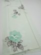 Photo2: 3P03z80  Japanese Kimono Silk  FABRIC Rose Mint white 61.8x14.4 (2)