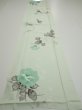 Photo5: 3P03z80  Japanese Kimono Silk  FABRIC Rose Mint white 61.8x14.4 (5)