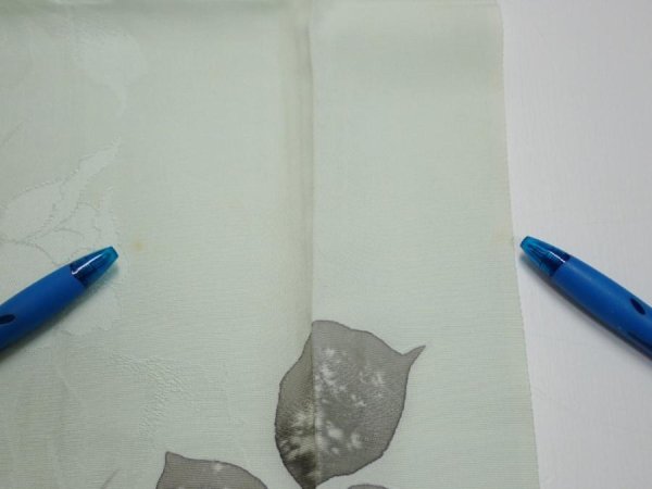 Photo6: 3P03z80  Japanese Kimono Silk  FABRIC Rose Mint white 61.8x14.4 (6)