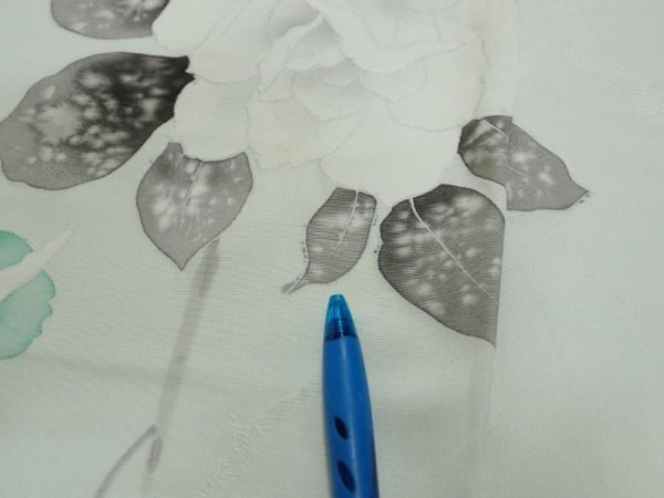 Photo8: 3P03z80  Japanese Kimono Silk  FABRIC Rose Mint white 61.8x14.4 (8)