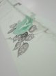 Photo1: 3P04z40  Japanese Kimono Silk  FABRIC Rose Mint white 54.3x7.7 (1)