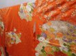 Photo2: 6109T11z1090 Vintage Japanese Kimono Silk FURISODE Peony Orangered (2)