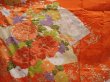 Photo8: 6109T11z1090 Vintage Japanese Kimono Silk FURISODE Peony Orangered (8)